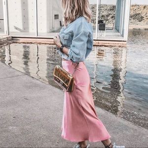 Zara matte pink midi skirt